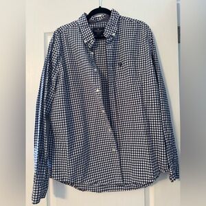 American Eagle Outfitters Navy and White Checkered Shirt